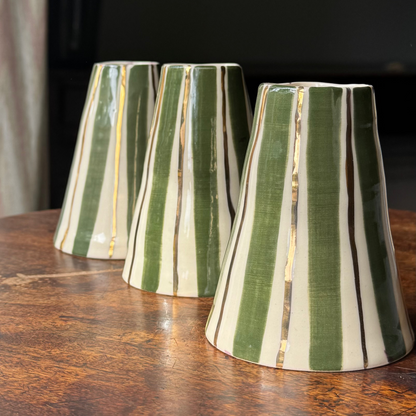 Christmas Vase // Gold and Green Stripes