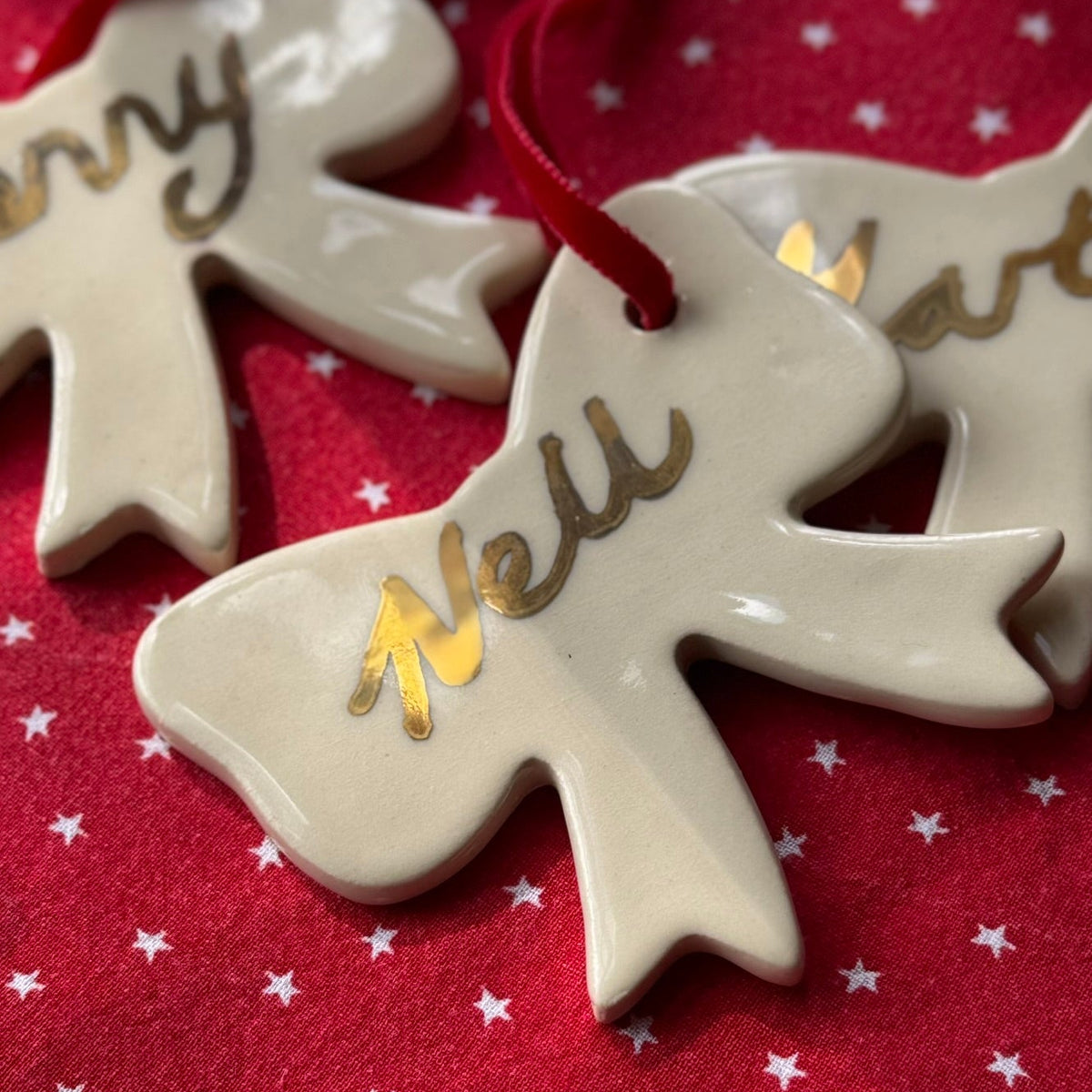 Christmas Bow Decorations // personalise