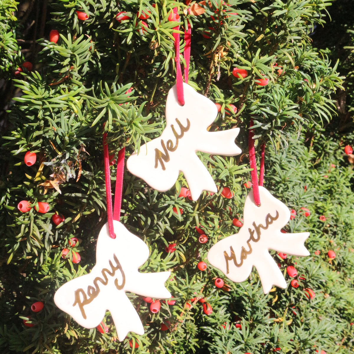 Christmas Bow Decorations // personalise