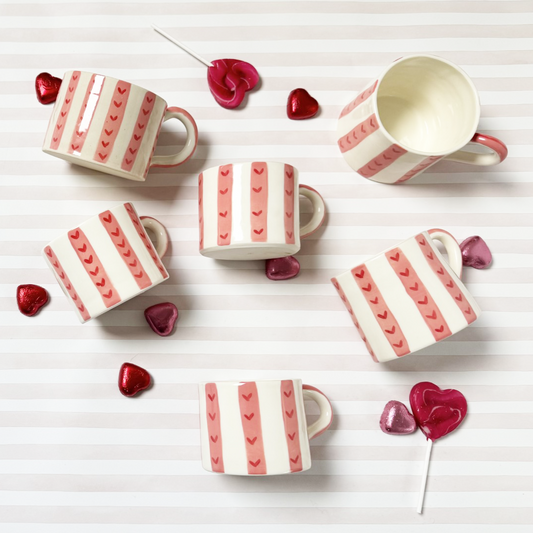 LOVE MUGS // hearts & stripes